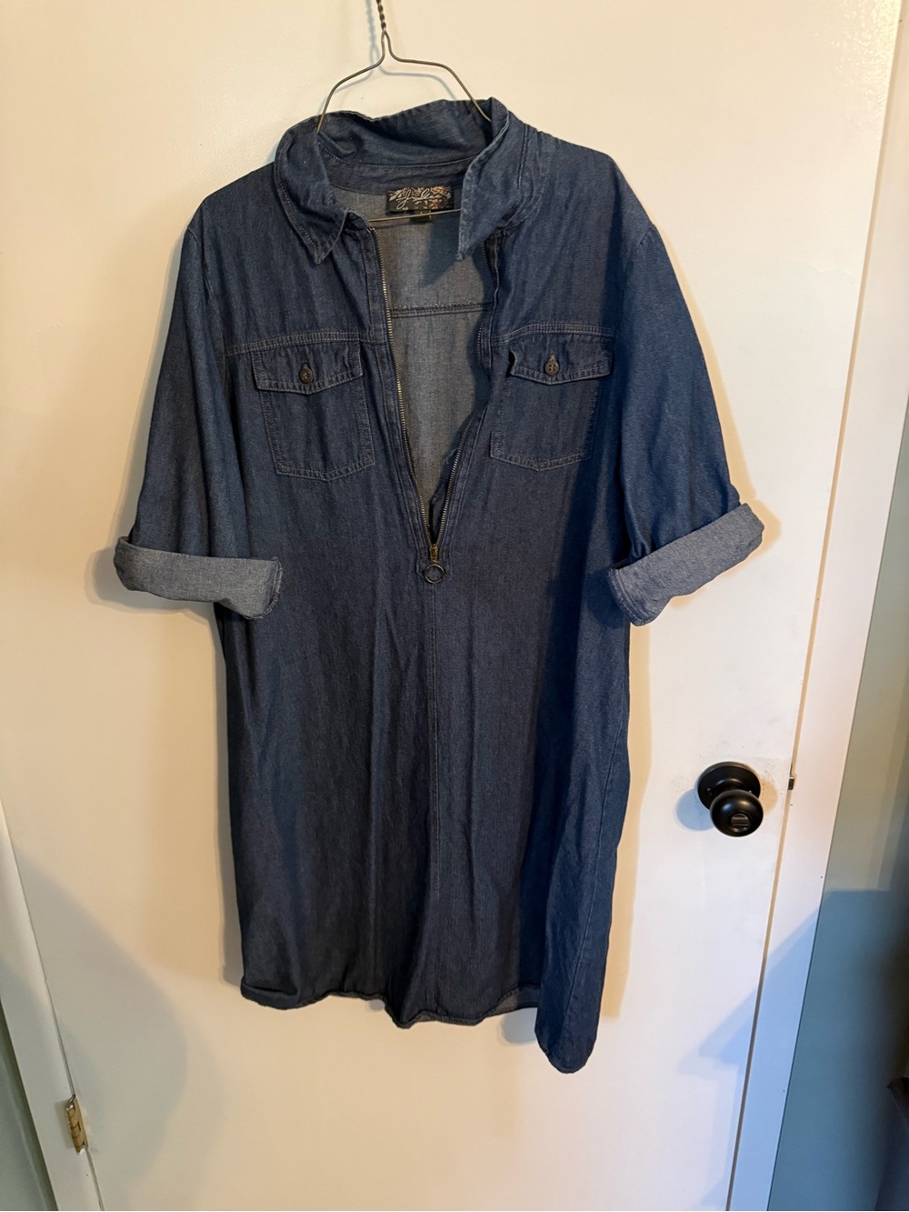 Dark Denim Shirt Dress - Blue